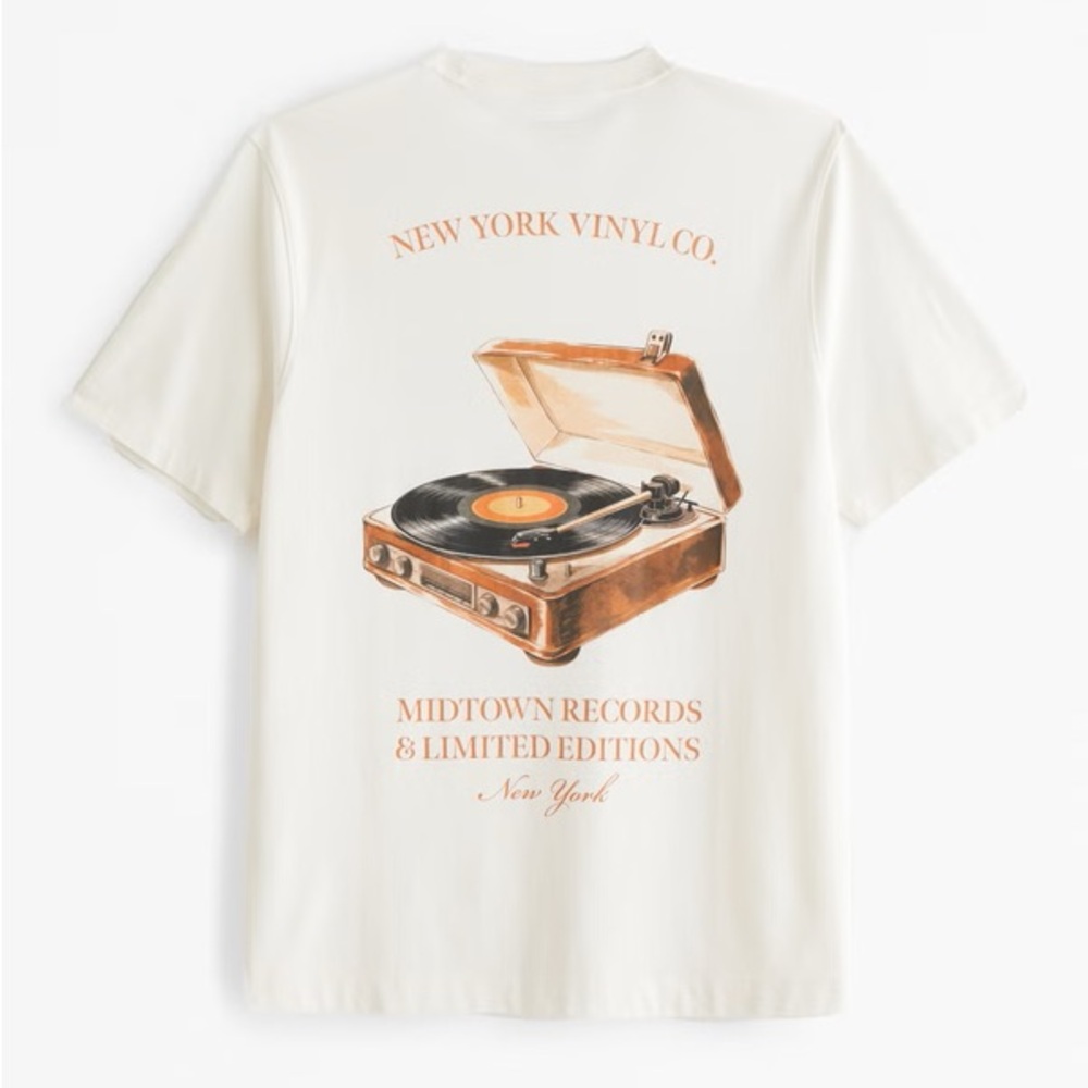 Abercrombie & Fitch White Vinyl Graphic T-Shirt